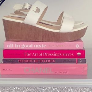 White leather wedges